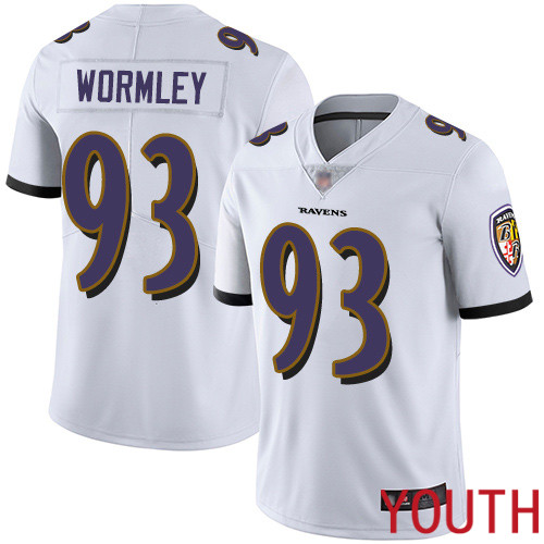 Baltimore Ravens Limited White Youth Chris Wormley Road Jersey NFL Football 93 Vapor Untouchable